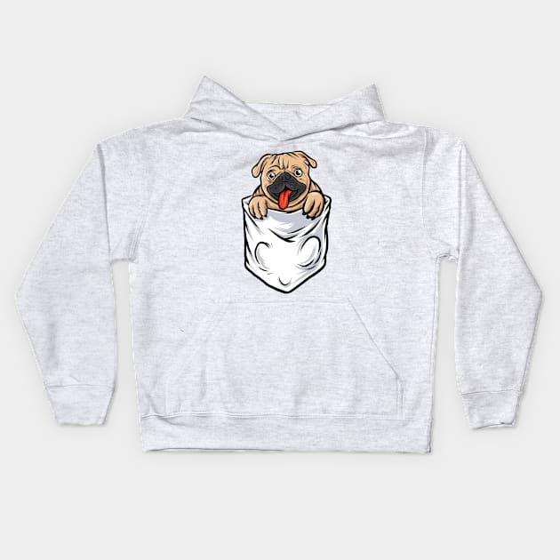 Pug Dog IN Pocket Kids Hoodie by Mako Design 